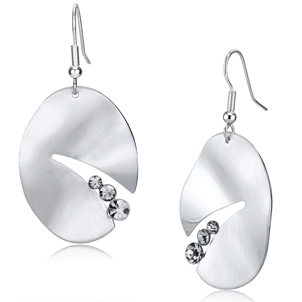 JCE2743 Matte Rhodium & Rhodium Iron Earrings with Top Grade Crystal  in Clear