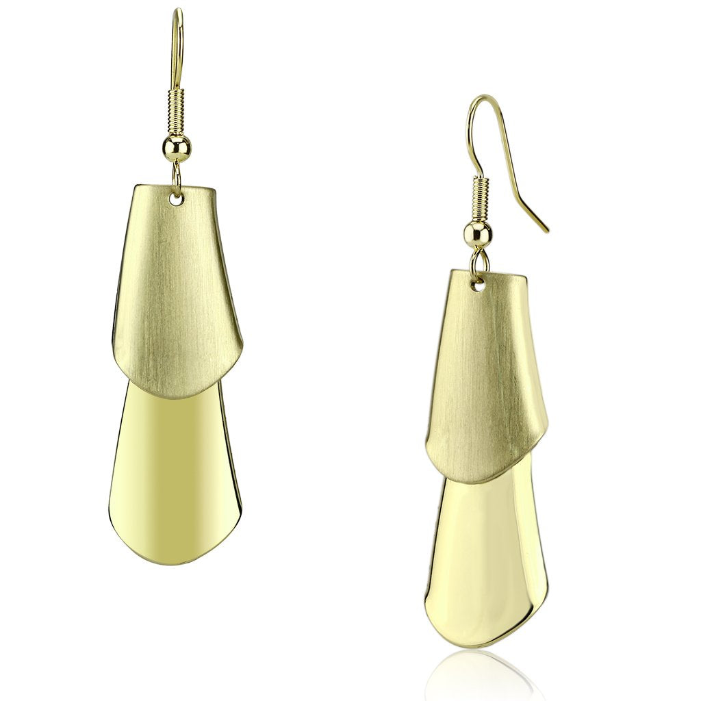 JCE2747 Matte Gold & Gold Iron Earrings with No Stone