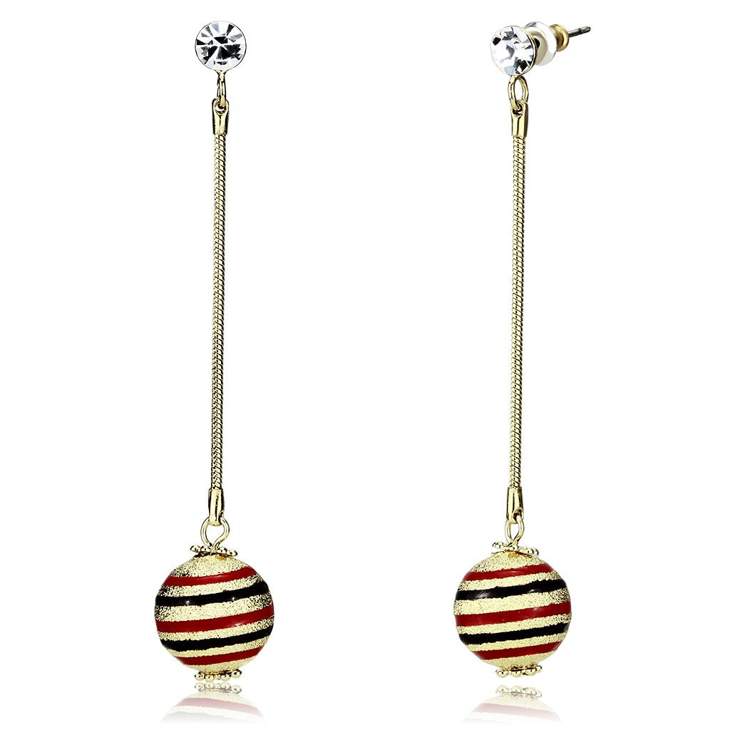 JCE2748 Gold Iron Earrings with Top Grade Crystal  in Clear
