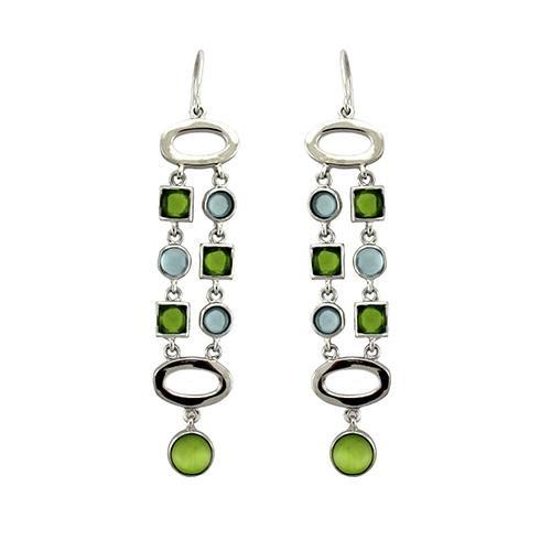 JCEAS1334 Rhodium 925 Sterling Silver Earrings with AAA Grade CZ  in Peridot-Default Title
