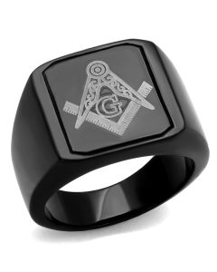JCE2371 IP Black(Ion Plating) Stainless Steel Ring with No Stone
